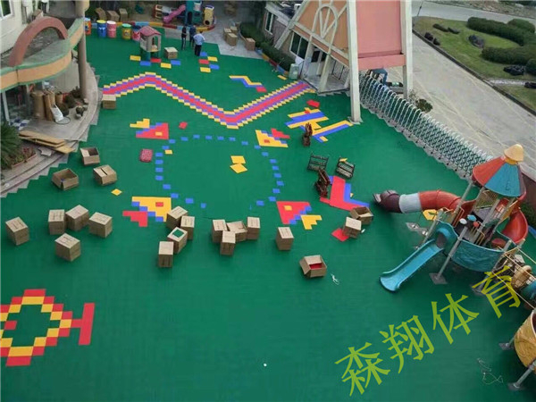 渭南幼兒園體育設施，地面施工